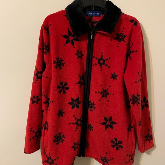 Karen Scott Jackets & Blazers - Fleece Zip Up Front Closure Jacket by KAREN SCOTT size Medium